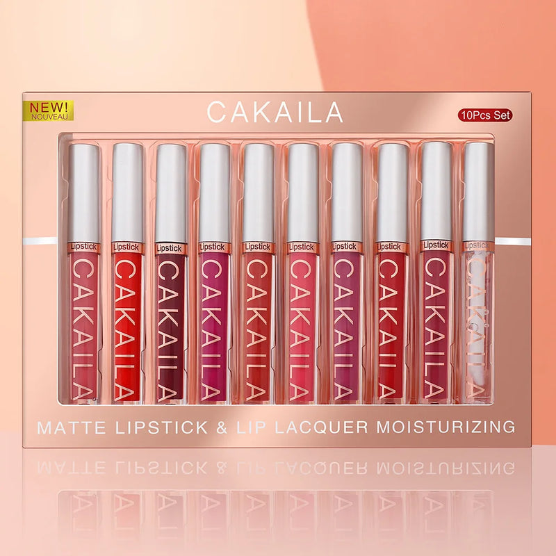 CAKAILA 10pcs Labial Nude Mate Impermeable Larga Duración