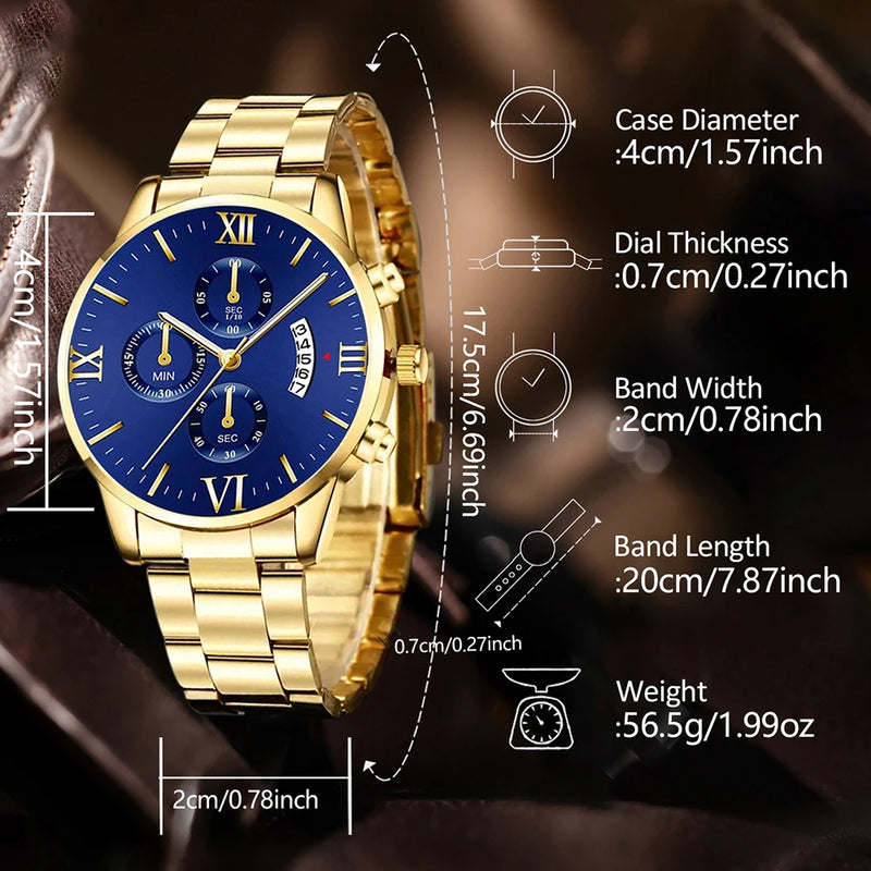 Juego de 2 Relojes para Hombre Con Estilo Negocios Esfera Simple Reloj de Cuarzo Conjunto de Joyería Pulsera El Regalo Perfecto para las Vacaciones